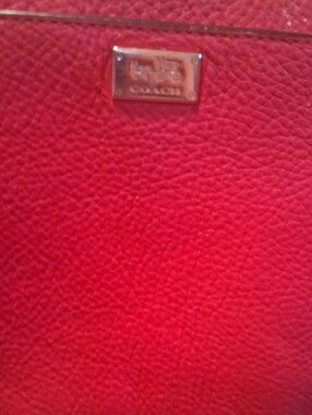 Coach Bright Red Pebble Leather Handbag W 48" Strap - 2 Compartments